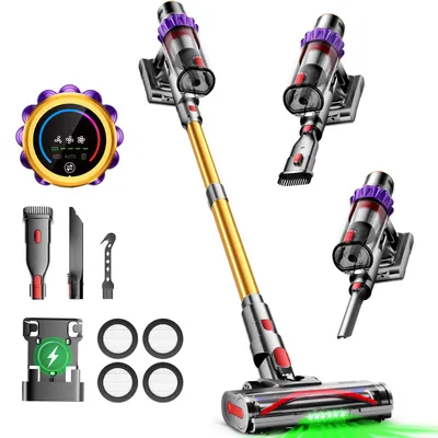 Produktbild von Aiibot 80000Pa Akku Staubsauger,70Min Staubsauger Kabellos,akkustaubsauger mit LED Display/Anti-Tangle,drei Gänge,10-in-1,Handstaubsauger,2L