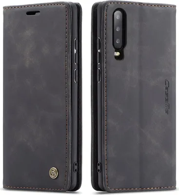 Produktbild von Huawei P30 Hülle, LaimTop Retro Kunstledertasche TPU Innere, Kartenfächer, Magnetverschluss, Klapphülle mit Standfunktion Schutzhülle für Huawei P30 Schwarz