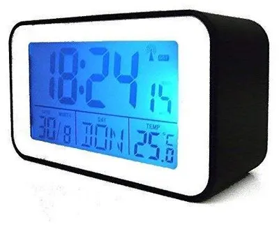 Digitalwecker mit Thermometer, Kalender, Snooze, 12x7x4,9 cm