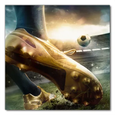 Produktbild von Wallario selbstklebende Möbelfolie/ Tischdecke für Innen und Außen, Größe: 70 x 70 cm - Fußball Goldschuh auf dem Feld