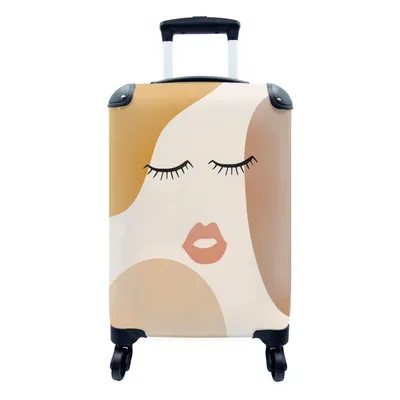 Produktbild von MuchoWow® Koffer Handgepäck Trolley Rollkoffer Kleine Reisekoffer mit 4 Rollen - Pastell - Gesicht - Abstrakt - Cabin Size < 55x40x23 cm & 55x40x20 cm - Fotokoffer - Kabinenkoffer - Boardgepäck - Reise-Box - Reisekoffer - Reisegepäck - Koffer mit Bild - Trolley für Kinder