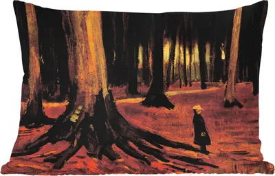 Produktbild von MuchoWow® Outdoor Kissen - Mädchen im Wald - Vincent van Gogh - 60x40 cm - Wetterfest - Lounge Kissen - Zierkissen - Kissen für Innenräume