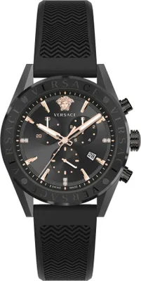 Produktbild von Versace Herren Armbanduhr  V-Chrono 45 mm Chronograph, Datumsfenster Armband Silikon VEHB01019