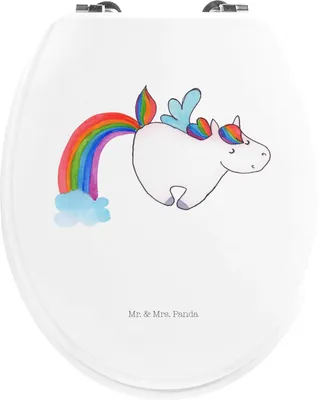 Produktbild von Mr. & Mrs. Panda Klodeckel Einhorn Fliegendes Pferd - Weiß - Geschenk, Klo-Deckel, WC Brille, Toilettendeckel, Regenbogen, klo deckel, Realität, Spielen, Unicorn, Glitzer