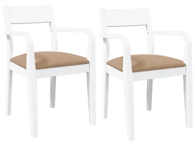 Produktbild von vidaXL Esszimmerstühle mit Kissen 2 Stk. Weiß Massivholz Gummibaum