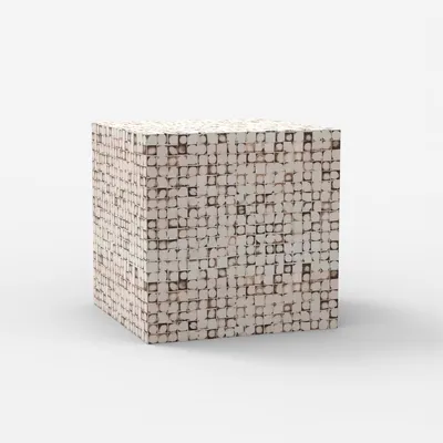 Image de Table basse carrée contemporaine en bois marqueté Manju - Blanc