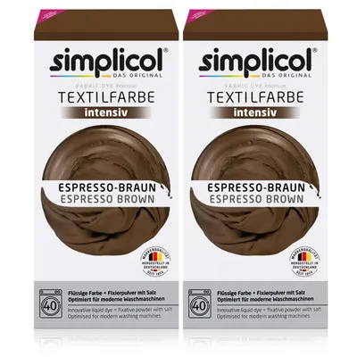 Produktbild von Simplicol Textilfarbe intensiv Espresso-Braun - Einfaches Färben (2er Pack)