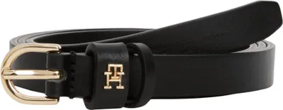 Imagen del producto de Cinturón de cuero "Essential TH Monogram" de Tommy Hilfiger, color negro, para mujer, adulto, 1 unidad, cuero genuino