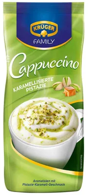 Zdjęcie produktu dla Krüger Family Cappuccino Pistacja Aromatyzowany napój w proszku 500 g, Obraz wygenerowany przez AI