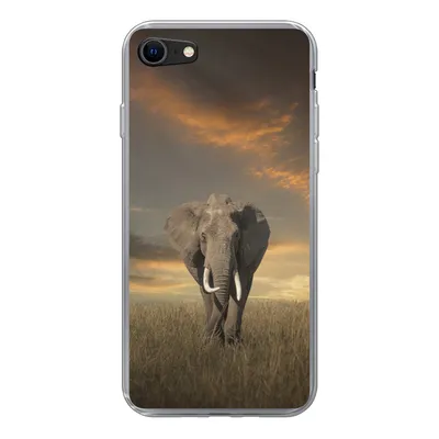 Produktbild von MuchoWow® Handyhülle Schutzhülle Hülle für iPhone SE 2022 Elefant - Tiere - Gras - Natur Silikon Softcase Handy Hülle - Schutzhülle