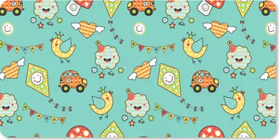 Produktbild von MuchoWow® Schreibtischunterlage Muster - Kinder - Auto - Vogel 80x40 cm - XXL Mauspad - Gaming Mauspad