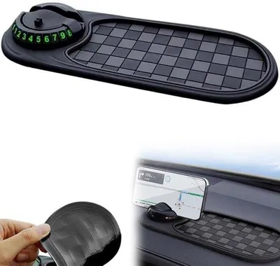 Obrázek produktu pro Protiskluzová podložka do auta, otočná o 360°, univerzální, černá, na mobilní telefon a klíče
