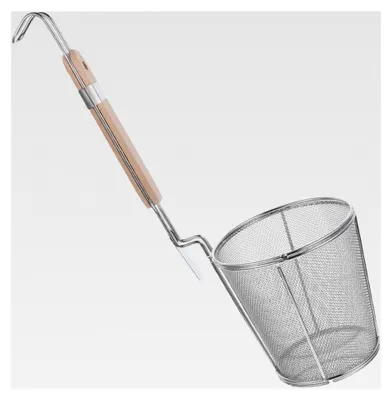 Produktbild von Edelstahl-Nudelsieb mit Griff 34 cm Skimmerlöffel zum Abseihen von Pasta und Suppen für Küche und Haushalt