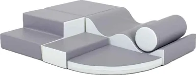 Image de IGLU Soft Play Blocs de construction souples Blocs de construction géants en mousse avec antidérapant 6 PIÈCES. (Gris/Blanc)