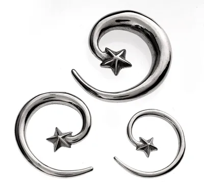 Produktbild von Ohr Dehnung Spirale Expander Stahl Silber Stern - 1930.4mm