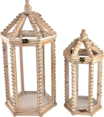 Productafbeelding van Lantaarnset hout Lokke LOKKE, 32x27,5x65 cm & 23x19,5x49 cm, naturel, 2 stuks