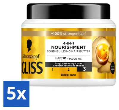 Productafbeelding van 5 x Gliss Ultimate Repair 4-in-1 Haarmasker - 400 ml - Voordeelverpakking - 5 stuks