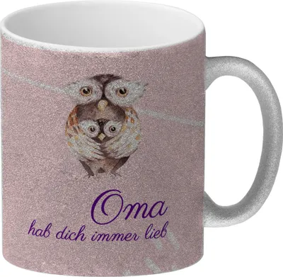 Produktbild von Oma hab dich immer lieb Glitzer-Kaffeebecher Besonders geeignet als Geschenk