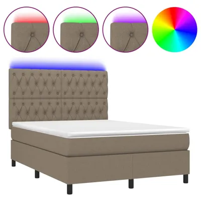 Produktbild von vidaXL Boxspringbett mit Matratze & LED Taupe 140x200 cm Stoff