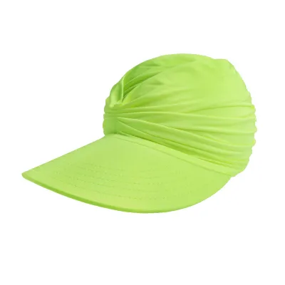 Produktbild von Outdoor-Hut für Damen, leere Oberseite, große Krempe, plissiert, reine Farbe, Sonnenschutz, Anti-UV, tragbar, atmungsaktiv, Sport, Gartenarbeit, Angeln, Reisekappe, fluoreszierendes Grün, Einheitsgröße