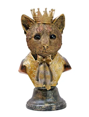 Produktbild von Katzen Büste mit Krone Katze Retro Deko Tier Kopf Figur Skulptur Objekt