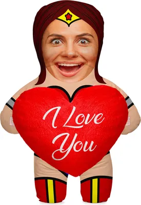 Produktbild von Personalisiertes FOTOGESCHENK, 45 x 45 cm, Kissen, mit eigenem Foto, mit Füllung, Muttertag Geschenk, Motiv Wonder Lady HEART [091]