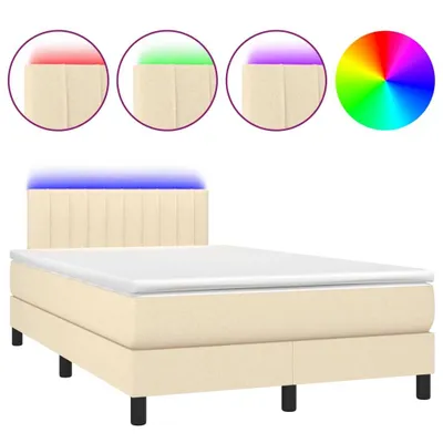 Produktbild von vidaXL Boxspringbett mit Matratze & LED Creme 120x200 cm Stoff