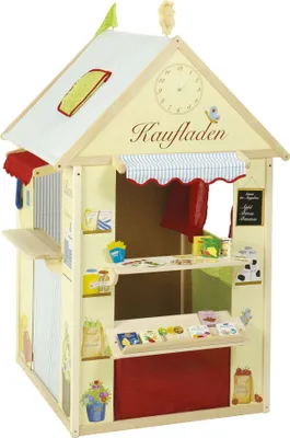 Produktbild von roba Spielhaus-Kombination, enthält Kaufladen, Kasperletheater, Tafel, Schalter für Post/Bank/Kiosk