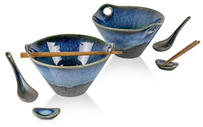 Ramen-Schalen Set 2x 600 ml Keramik mit Zubehör