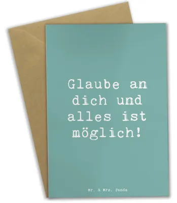 Produktbild von Mr. & Mrs. Panda Motivkarte Spruch Vertrauen in eigene Fähigkeiten haben - Meeresbrise - Geschenk, Vertrauem, weihnachtskarten, Glückwunschkarte, glückwunschkarten, Trost