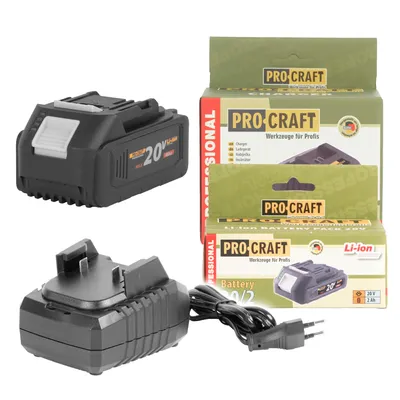 Zdjęcie produktu dla Zestaw akumulatorów Procraft 20/4 + ładowarka Procraft 20/1