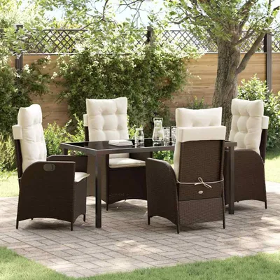 Image de Maison Exclusive - Ensemble de jardin avec coussins 5 pièces Marron Polyrotin
