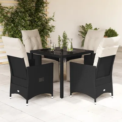 Produktbild von 2025 cloris Gartenmöbel Set Balkonmöbel-Set 5-tlg. Garten-Essgruppe mit Kissen Schwarz Poly Rattan - Gartenmöbelgarnituren Sale4350206 3parcel