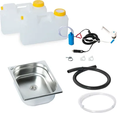 Produktbild von 12V Camping Bulli Caravan Miniküche Campingküche Bausatz Spüle 325x265x100 mm T6