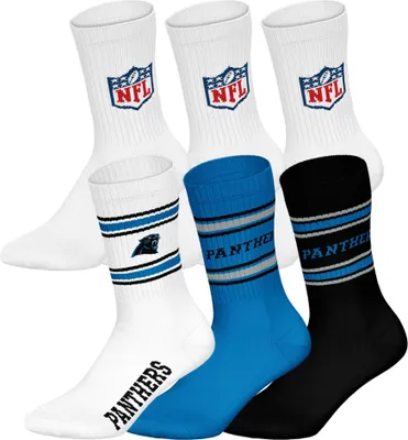 Produktbild von NFL Uni Socken, 6er Pack - NFL Teams, 6Pack Crew Socks, Football, Logo, Baumwollmischung Carolina Panthers/Weiß 39-42