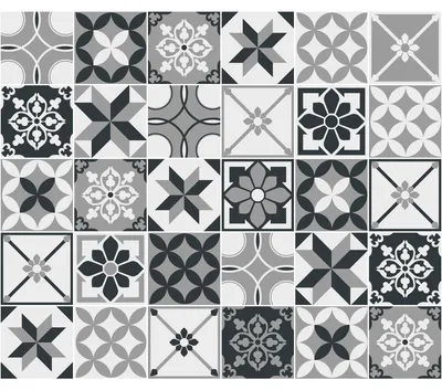 Obrázek produktu pro Samolepicí obkladové nálepky do kuchyně a koupelny – 30 cementových obkladových nálepek Azulejos Roccito – 30 nálepek o rozměrech 20 x 20 cm