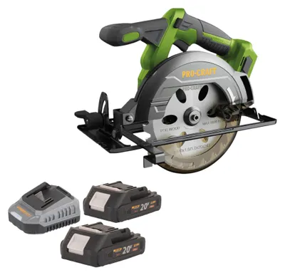 Image de Procraft PCA32-BB Scie circulaire portative sans fil 20 V 165 mm Brushless + 2x batterie 2,0 Ah + chargeur