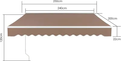 Immagine prodotto di Tenda da sole per balconi e terrazze - Tenda a bracci pieghevoli a scomparsa - Manuale - 2,5 x 2 m - Struttura in alluminio - Tessuto rivestito in PA - Resistente al vento - Bianco