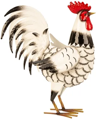 Produktbild von Hahn weiß Metallfigur groß 41cm Tierfigur Bauernhof Haus Hof Garten Dekoration Deko