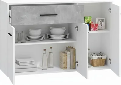 Immagine prodotto di Dmora Credenza Sanza 119x33x81h cm Bianco, un Cassetto 2 Ripiani