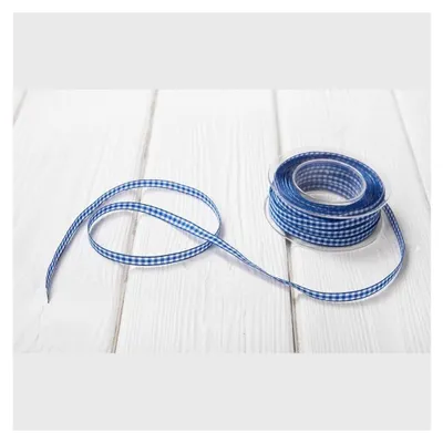 Produktbild von 1 Rolle blau-weiß kariertes bayerisches Vichy Karo-Band Geschenkband Bastelband Dekoband Zierband 20 Metern - 10 mm! Bayern-Deko Karomuster Verpackung Geschenke