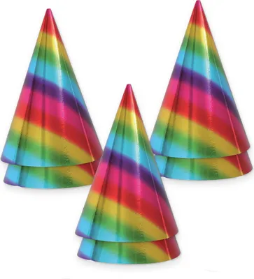 Produktbild von 6 Stück Partyhut Party Hüte mit Gummiband Bunt Karneval Fasching Halloween