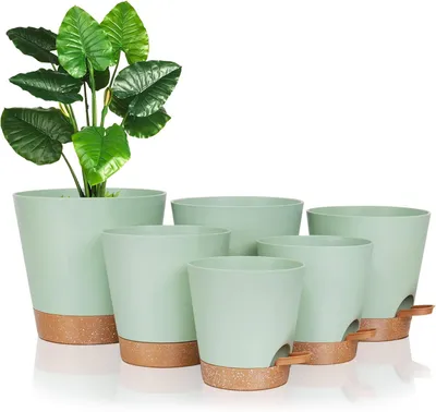 Image de Pot de fleurs de 20 cm, avec trous de drainage et réservoir, pour intérieur, en plastique
