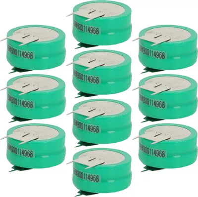 Produktbild von vhbw 10x NiMH Ersatz Knopfzellen-Akku Typ 2/V250H 3-Pins 250mAh 2,4V kompatibel mit Modellbau-Akkus, Solar-Leuchten uvm.
