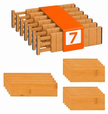 Obrázek produktu pro Organizéry do zásuvek z bambusu, nastavitelné, sada 22 kusů