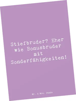 Produktbild von Mr. & Mrs. Panda einzelkarte Spruch Stiefbruder - Lavendeltraum - Geschenk, Fotokarte, Persönliche Geschenke, bildkarte, herzerwärmende Sprüche, Postkarte, Postkarten