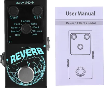 Zdjęcie produktu dla Pedał efektów gitarowych Cyfrowy pogłos gitarowy 9 różnych pogłosów Pedał efektów gitarowych Bezprzewodowy akompaniament DECAY/MIX Świecące pokrętła sterowania z True