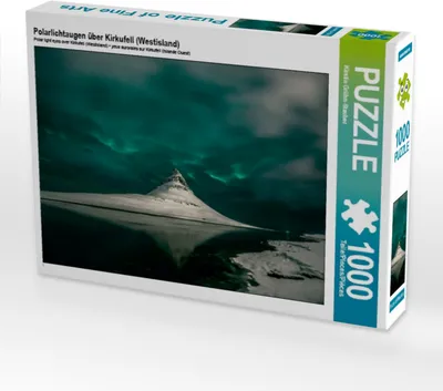 Produktbild von CALVENDO Puzzle Polarlichtaugen über Kirkufell (Westisland) 1000 Teile Puzzle quer | 1000 Teile Lege-Größe 64x48cm Foto-Puzzle für glückliche Stunden