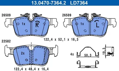 Produktbild von ATE Bremsbeläge Satz Hinten für VOLVO XC60 II (246) 13.0470-7364.2