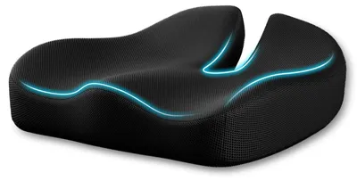 Zdjęcie produktu dla Poduszka do siedzenia, ergonomiczna pianka memory, odciążenie, czarna, do biura